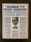 Vintage 1776 A New Musical Souvenir Program Booklet  1969  Stuart Ostrow