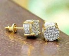 2ct Round Cut Lab Created Diamond Men s Stud Earrings 14k 2 Tone Gold Plated