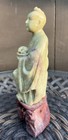Asian Soapstone Scholar Carving Figurine On Soapstone Stand Vintage Rare