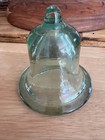 Thick Green Glass 4 X 4  Cloche Bell Shaped With Bubbles Marked Spain