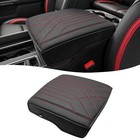 Center Console Armrest Cover For 2019-2026 Dodge Ram 1500 Black-red Stitch