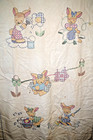 Cc1 Antique Vintage Handmade Baby Crib Quilt Blanket Nursery Cross Stitch Animal