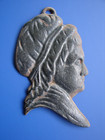 Vintage Antique Rare Iron Metal Woman Victorian Face Figurine 3    X 6   -