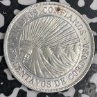 1912 Nicaragua 50 Centavos Lot n0592 Silver  Nice Detail  Old Cleaning