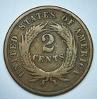 1868 United States Union Shield Two 2 Cents Copper Coin - Nice