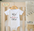 Personalized Baby Announcement - Due Date - New To The Crew Onesie   Custom