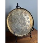 Vintage Solid Brass Engraved Tray 11 5    Ornate Etched Serving Vanity Decor