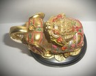 Elephant Toad Frog Money Good Luck Wealth Gold Resin Feng Shui Figurine Statue