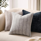 Set Of 2 18x18 Inch Boucle Pillow Covers Textured Chenille Stripe Camel