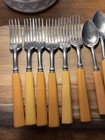 Vintage 26 Pc Set Butterscotch Bakelite Flatware Utensils   Carving Set