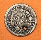 1845 Seated Liberty Half Dime Small Holed Good