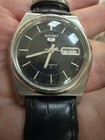Vintage Seiko 5 7009-8760 Automatic Black Dial Day-date Men s Watch