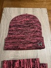Victorias Secret Pink Marled Knit Beanie Hat Infinity Scarf Set Hot Pink Euc