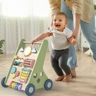 Wooden Baby Walker Montessori Activity Center Green Toddler First Steps Push Toy