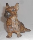 Cast Iron Still Penny Bank Scottie Dog Sitting On His Hind Legs With Ears Perked