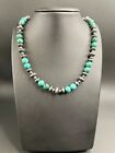 Turquoise Sterling Silver Navajo Pearls Beaded Necklace