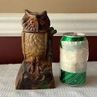 Vtg Cast Iron Owl Coin Bank  Reproduced From The Book Of Knowledge  7  T