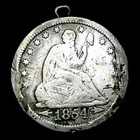 Love Token Made From Silver 1854 Quarter Nice Details Coin ----  988j
