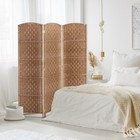 Homcom 3 Weave Panel Room Divider Privacy Folding Screen Diamond Decor Natural