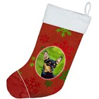 Min Pin Red And Green Snowflakes Holiday Christmas Stocking Lh9335-cs