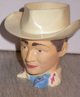 Vintage 1950s Quakers Oats F f Mold   Die Works Roy Rogers Head Plastic Mug Cup