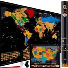 Xl Scratch Off World Map 36x24 With 233 Flags   Usa Map - Travel Wall Poster Gif