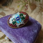 Lovely Antique French Champlev   Enamel Large Button colorful collectible Buttons