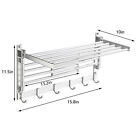 Bathroom Wall Mounted Towel Rack Bar Rail Towel Holder Storage Hooks swing Arms