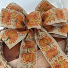 Fall Pumpkins Wreath Bow - 10 x18   Orange  Beige  Tan  Harvest Theme Decor