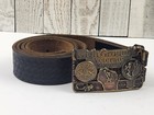 Men   s Sz 34 Black Leather Basketweave Police Duty Belt W  Veterans Brass Buckle