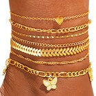 14k Gold Plated Anklet Set For Women  Fashionable Ankle Bracelets