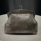 Vintage Silver Metal Mesh Evening Coin Purse Clutch Kiss Lock Closure X-small