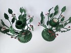 Vintage Christmas Metal Candle Holder Pair Holly Berry Made In Italy Italy