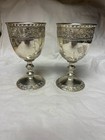 2 Vintage C   Co Silver Plated Chalice Goblets Wine Glasses Ornate Stemware Set