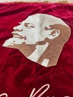Soviet Authentic Red Velvet Embroidered Double-sided Flag And Metal Top Emblem