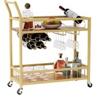 Bar Cart Home Industrial Mobile Bar Cart Serving Wine Cart On Wheels  Wine Rack