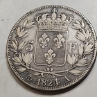 France 1824-a 5 Francs  Louis Xviii Km 711 0 9 Silver Paris Mint High Grade Coin