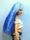 Barbie Doll Wig Size 4 Tibetan Lamb Mohair Ooak Custom  61 Double Blue W bangs