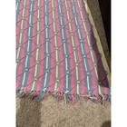 Handmade Crochet Blanket Throw Pink Blue Gray White Striped Afghan Cottage