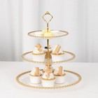 Clear Gold 3-tier 14  Round Plastic Cupcake Tower Stand Beaded Rim Party Events