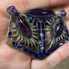 Antique Art Nouveau Piel Fr  res French Enamel Belt Buckle Purple Amethyst Glass