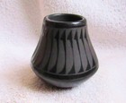 Marie Maria Martinez Decorated Black On Black San Ildefonso Indian Pottery Vase