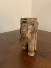 5    Solid Carved Soapstone Decorative Elephant Statue Trunk Green Brown