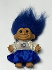 Vintage Russ Troll Doll 90   s Hanukkah Blue Hair Star Of David Jewish 