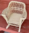 Vintage Wood Wicker Child Doll Bear Rocking Chair 14    Tall