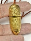 Vtg Austrian Metal Sewing Kit Pendant On Fabric Chain Thimble Needles Thread