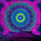 Blacklight Trippy Mandala Tapestry For Bedroom  Black Light Uv Reactive Posters 