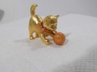 Cat Solid Perfume Holder By  Estee Lauder Playful Gold Kitten 98  Full W tag Vtg
