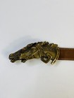 Vintage 70s Gucci Brass Double Horse Head Buckle Leather Belt Waist 30-32
