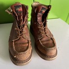 Used - Thorogood 6  Moc Toe Wedge Lace-up Work Boots Tan 814-4200 Men   s 9 5 D